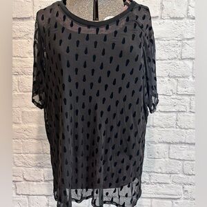 Hot Topic flocked coffin sheer layered top JUNIORS PLUS